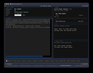Screenshot of EDControlRoom showing the commander-assist Control Room interface for Elite Dangerous