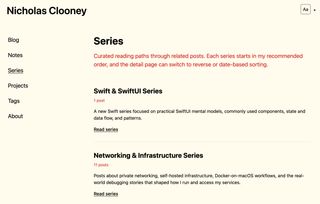 Series page showing a curated collection of related posts
