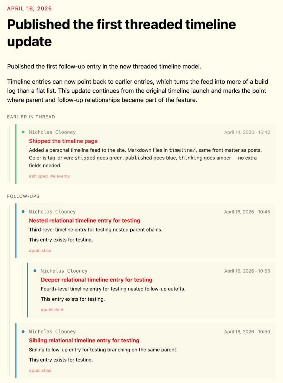 Threaded Timeline I Built My Own Thread in Subspace Builder · Nicholas Clooney
