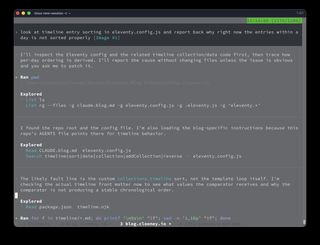 Codex starting to inspect the local Eleventy timeline sorting issue